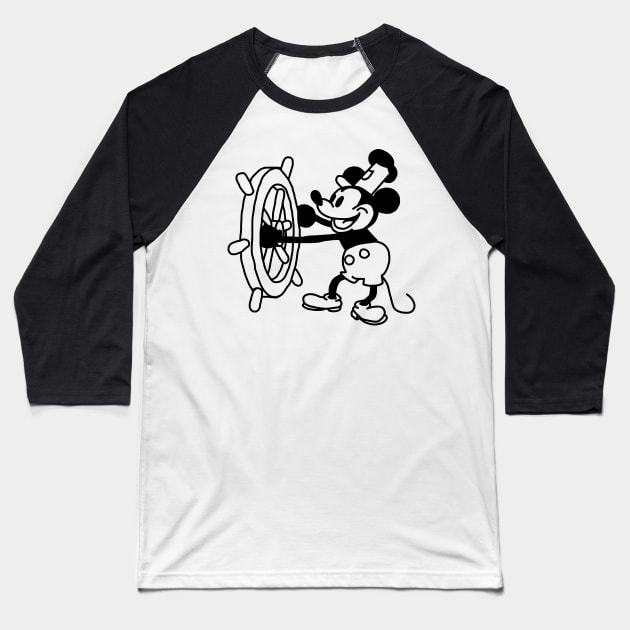 Steamboat Willie Baseball T-Shirt by ellenhenryart